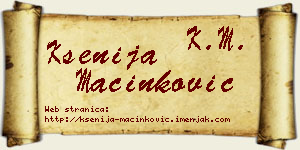 Ksenija Mačinković vizit kartica